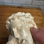 Pair Of Vintage Painted Gold Jesus And Mary Plaster Chalkware Wall Hanging
