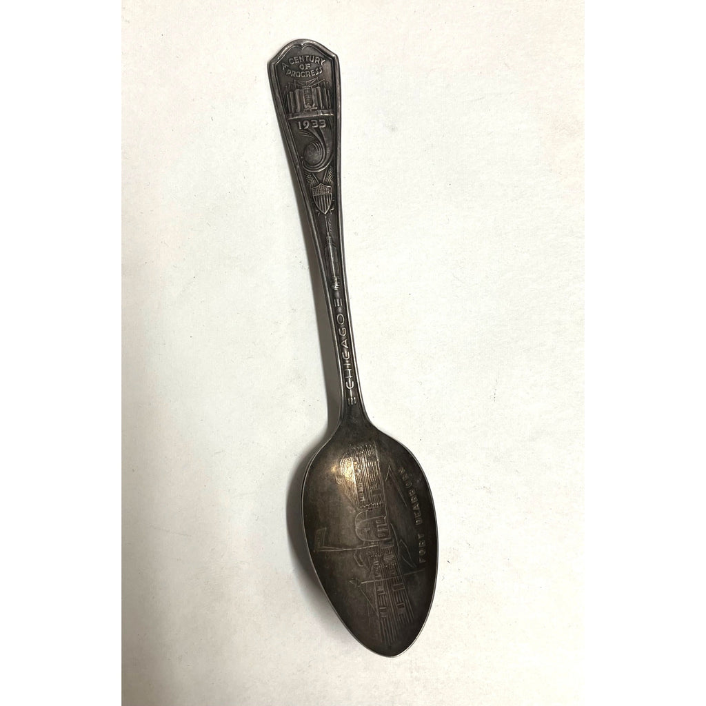 1933 Chicago World's Fair Commemorative Spoon Fort Dearborn Century of Progress