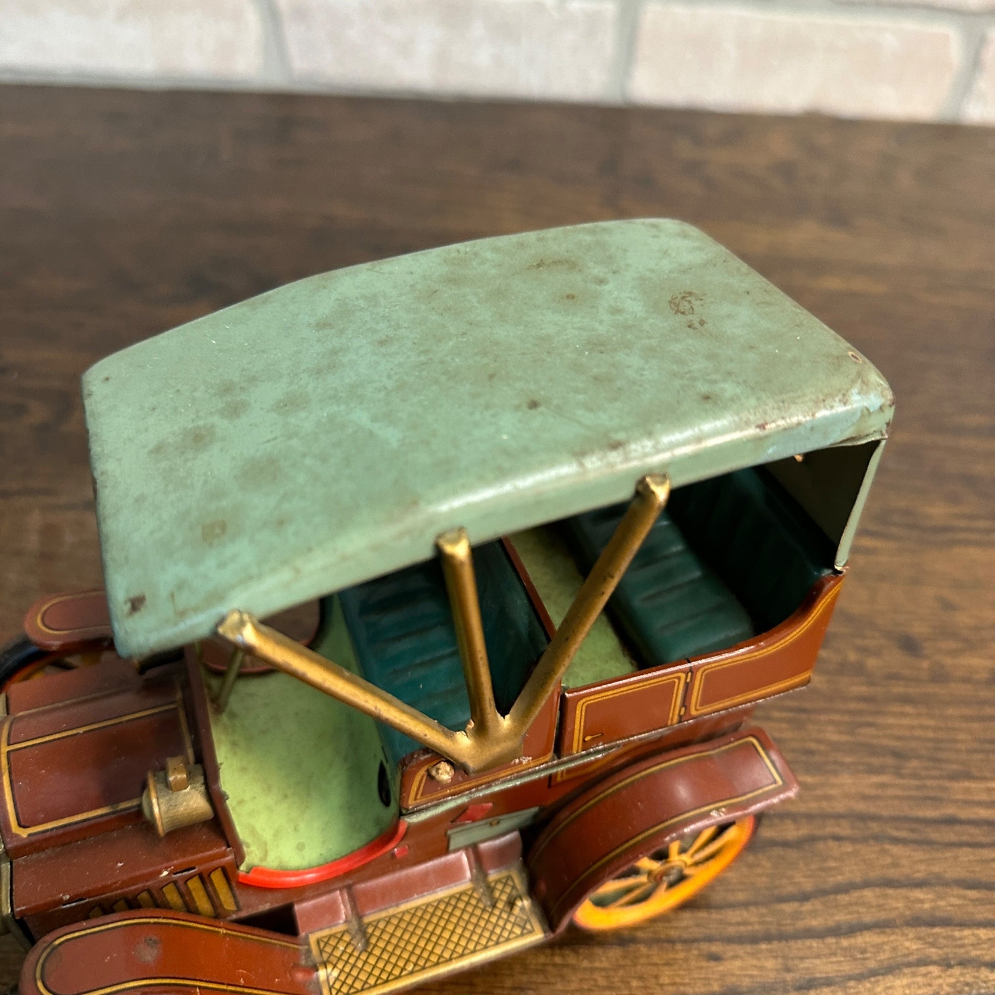 Vintage Modern Toys Tin Litho Print Friction Ford Model T Buggy Car Japan 7 Inch