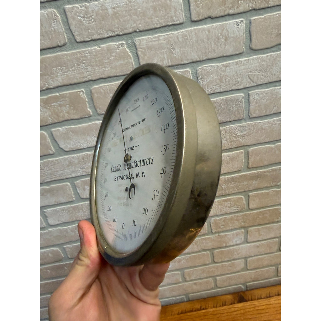 Vintage 1900s Will & Baumer Candle Company Advertising Thermometer Syracuse NY