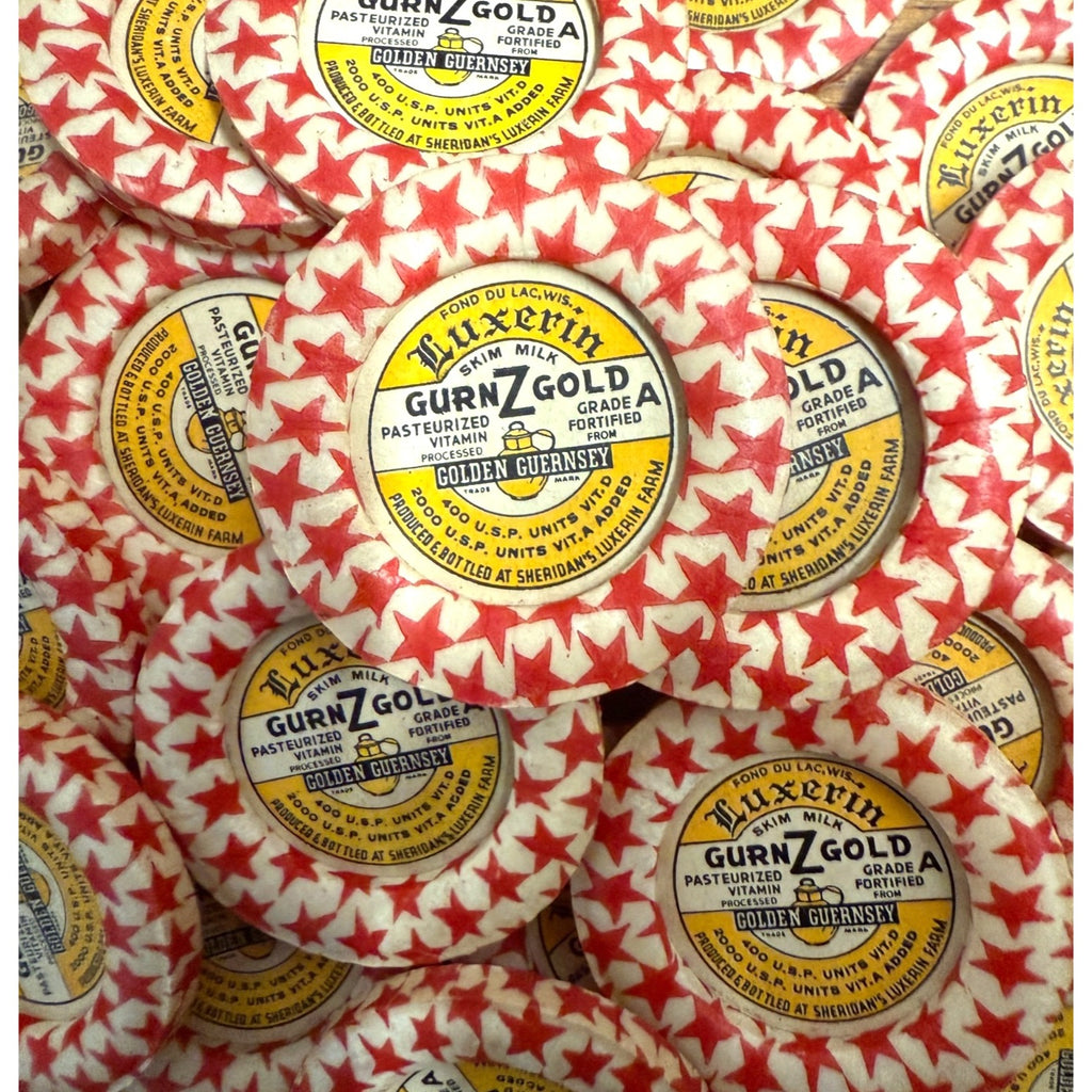 Vintage Luxerin Farms Dairy Milk Bottle Cap Cover Wisconsin Fond du Lac GurnZGold