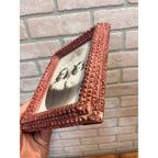 Antique Small Tramp Art Chip Carved Picture Photo Frame Red 6" x 7.5" Folk Art