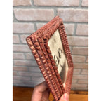 Antique Small Tramp Art Chip Carved Picture Photo Frame Red 6" x 7.5" Folk Art