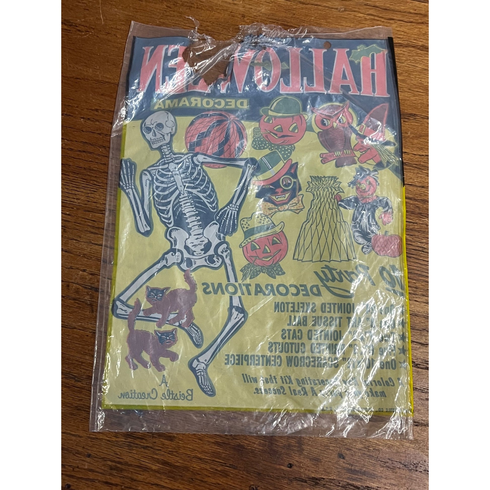 Vintage Beistle Halloween Decorama Diecut Wall Decor EMPTY Plastic Bag