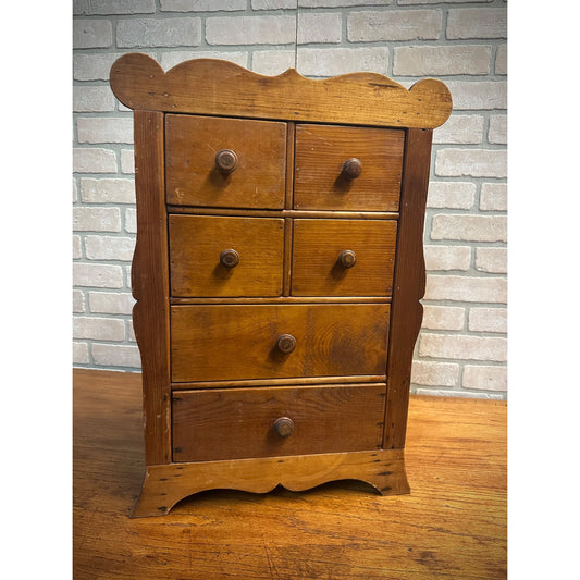 Antique Primitive 1800s Pine Wooden Standing Spice Drawer Chest Cabinet OOAK