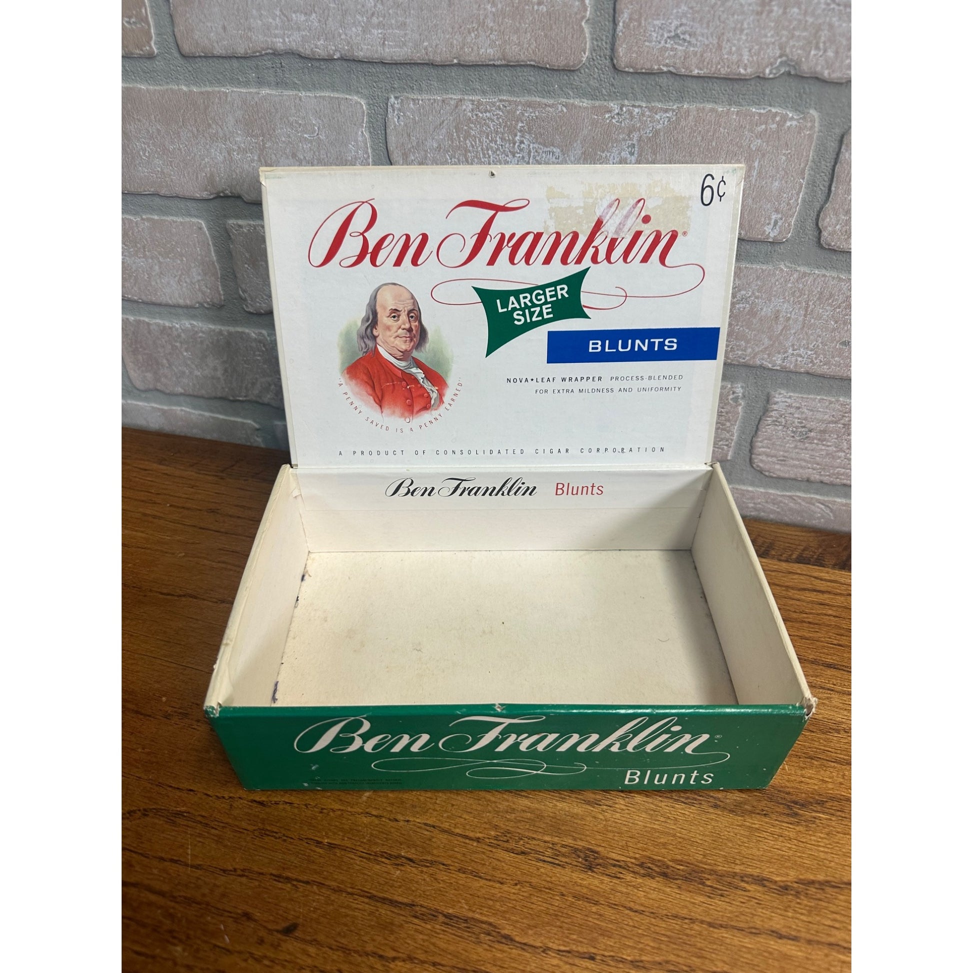 Vintage Ben Franklin Cigar Box Pressed Cardboard Advertising Consolidated Corp