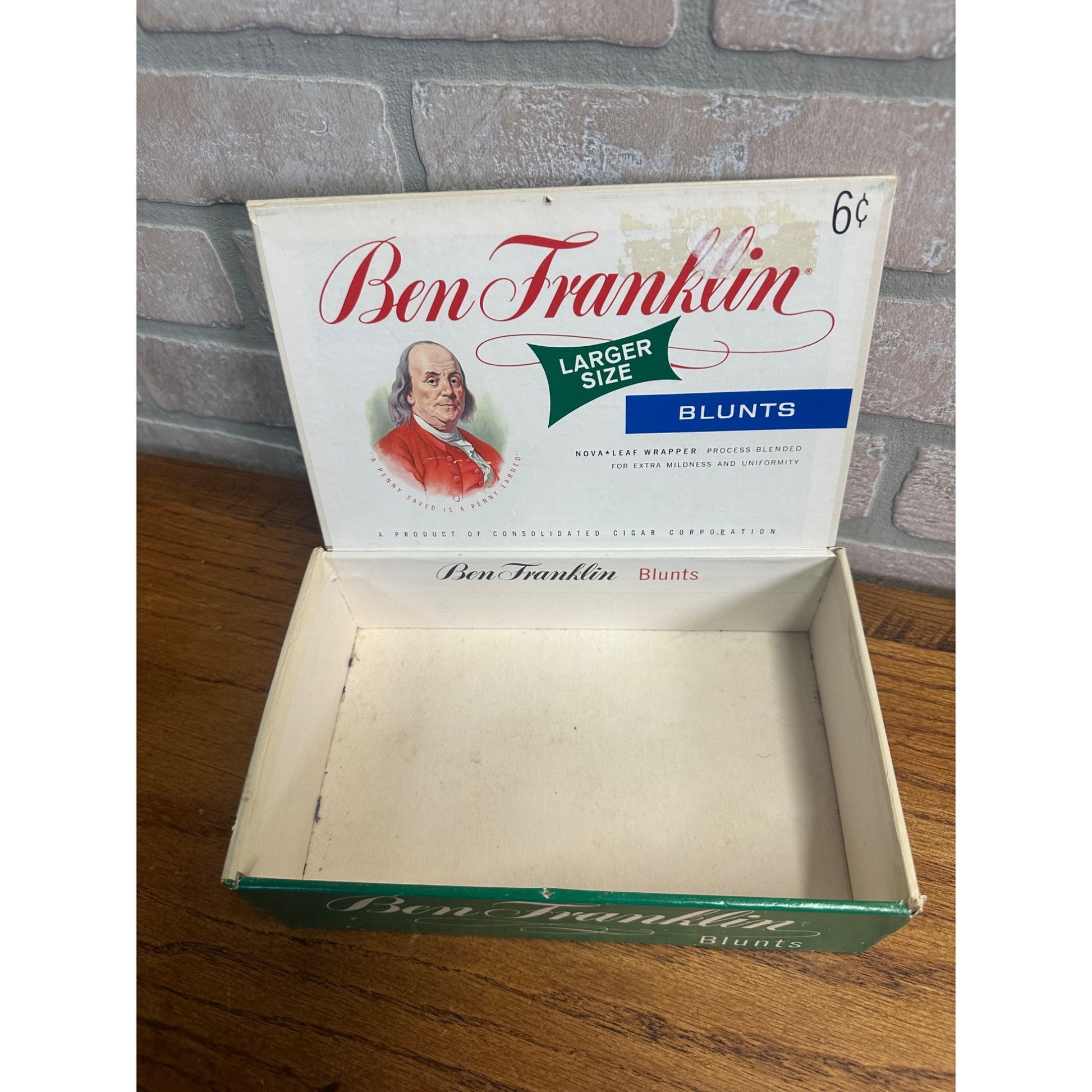 Vintage Ben Franklin Cigar Box Pressed Cardboard Advertising Consolidated Corp