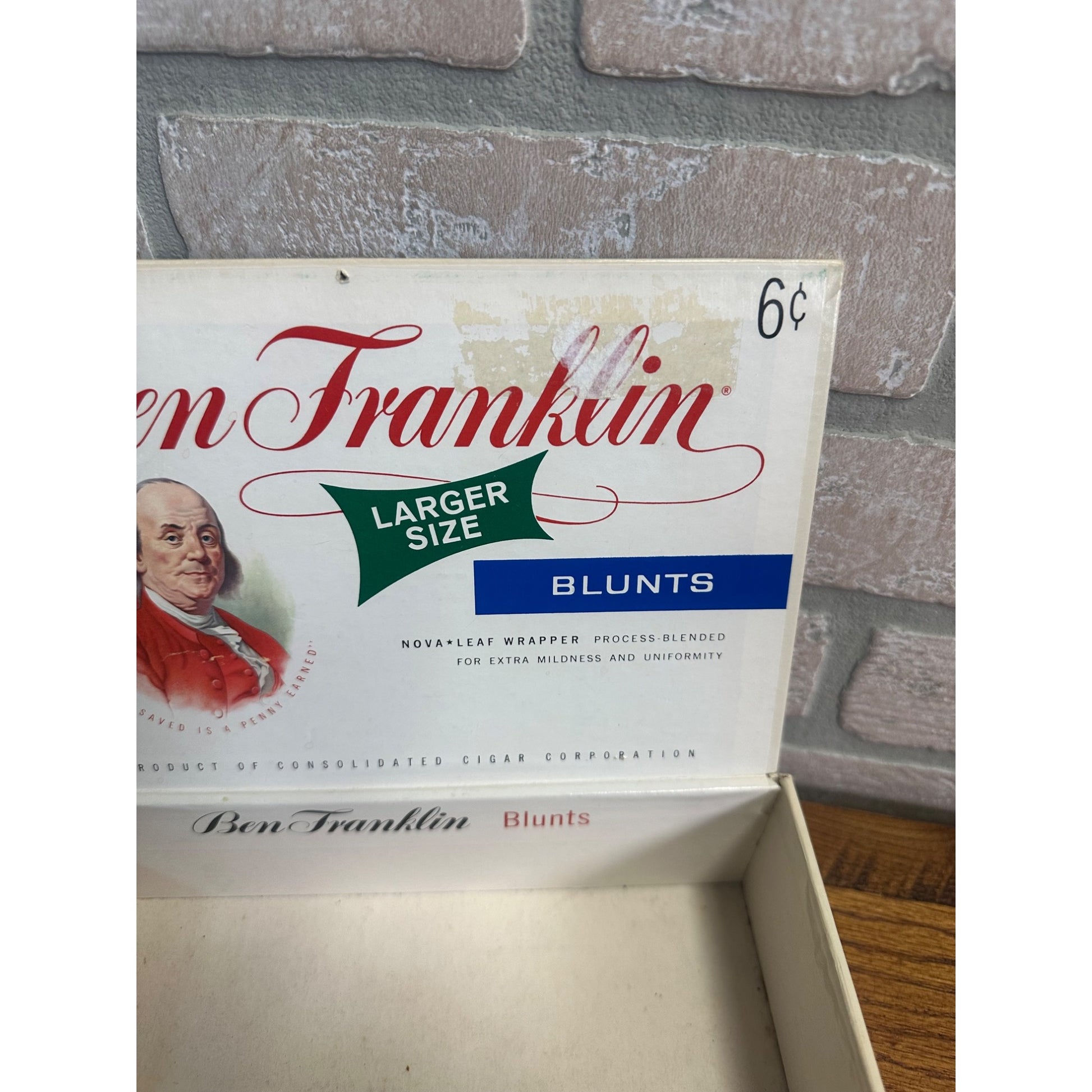 Vintage Ben Franklin Cigar Box Pressed Cardboard Advertising Consolidated Corp