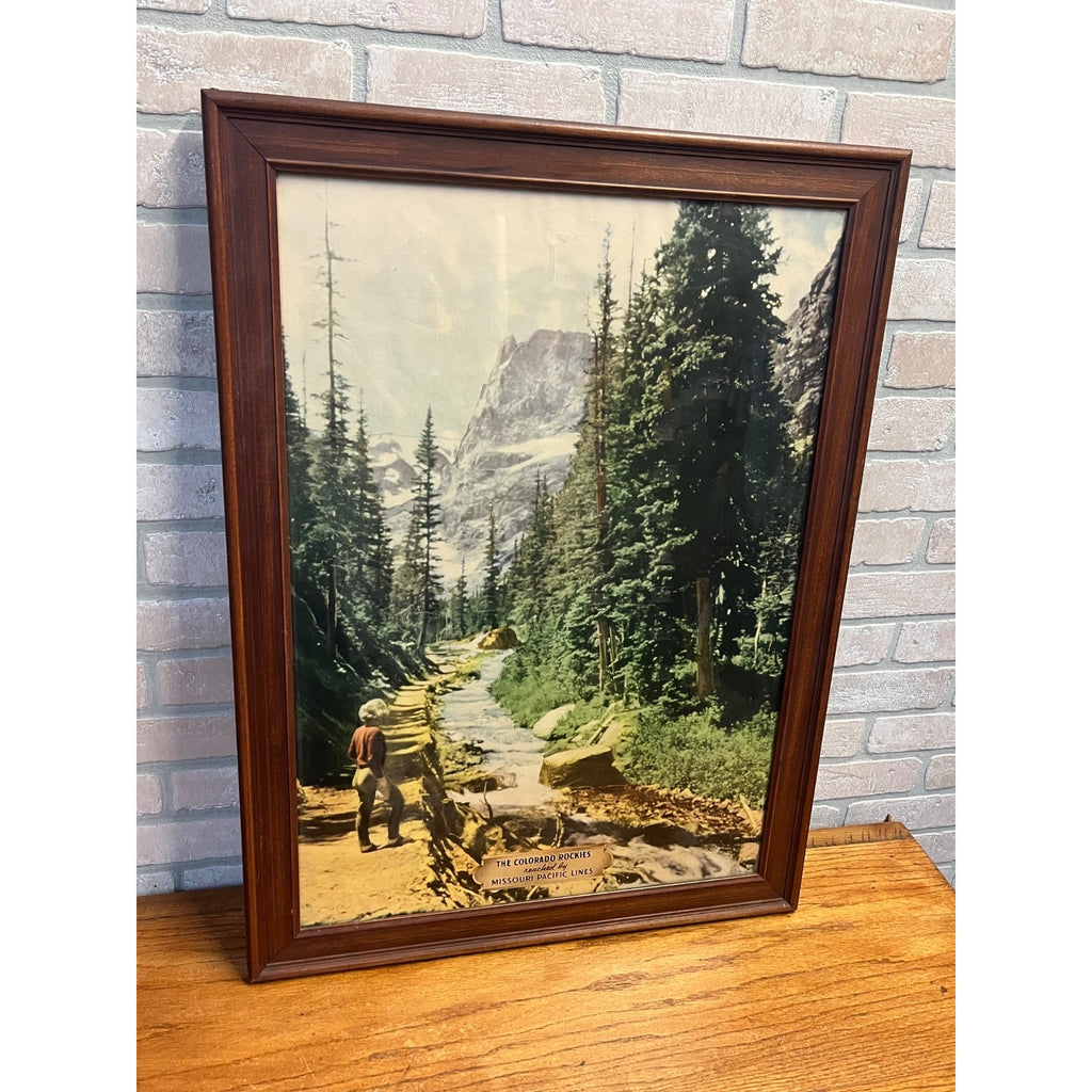 Original Colorado Rockies Missouri Pacific Lines Railroad Poster Sign Advertising