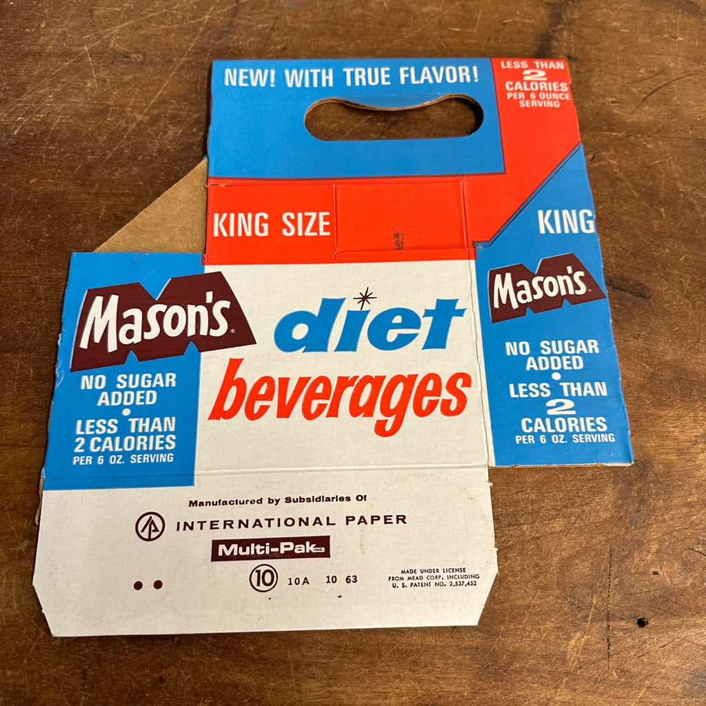 Vintage MASON'S DIET Beverages Cardboard Carrier Carton Pop Soda