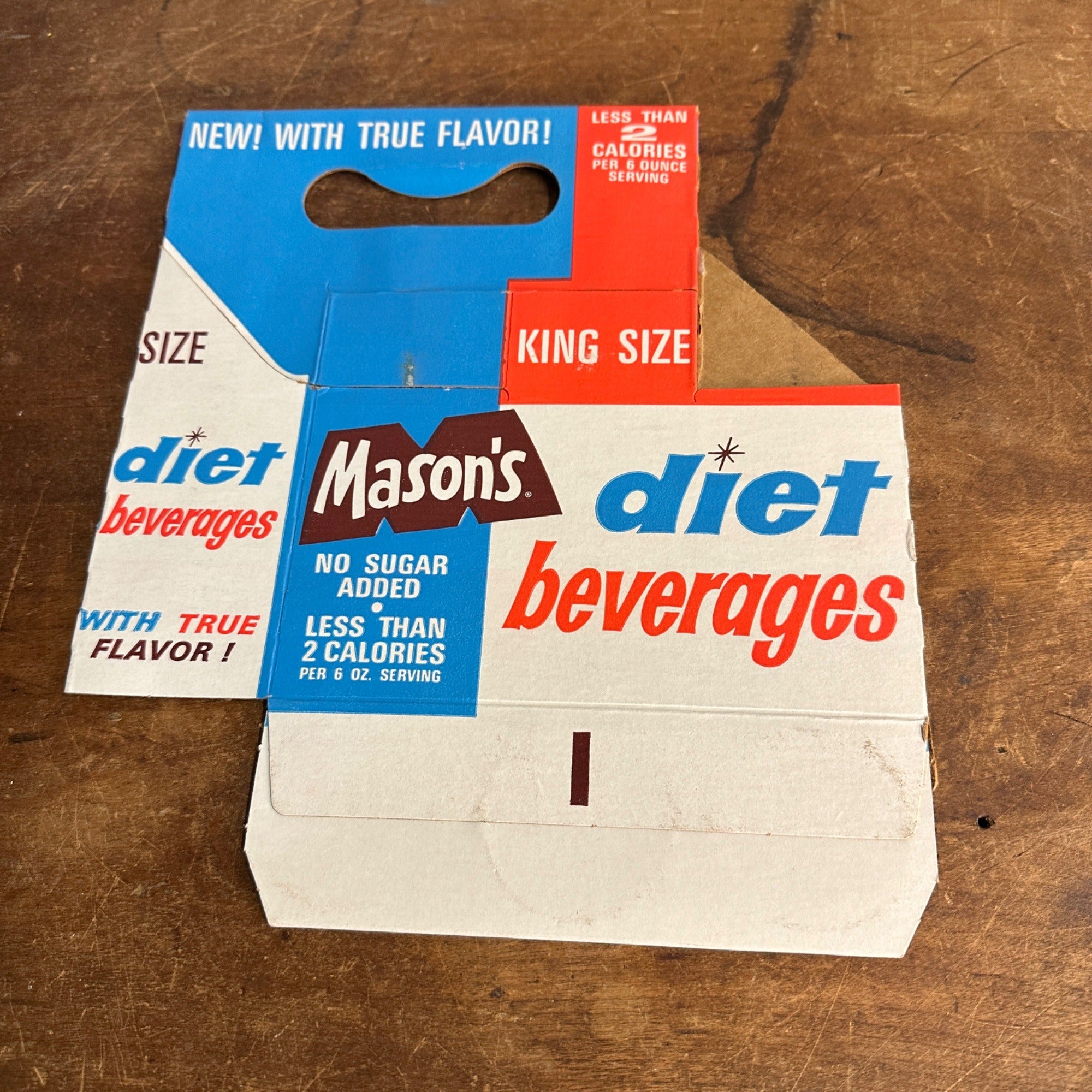 Vintage MASON'S DIET Beverages Cardboard Carrier Carton Pop Soda