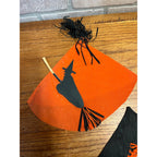 Vintage 1950s Flying Witch Halloween Party Hats Lot (2) Tissue Paper