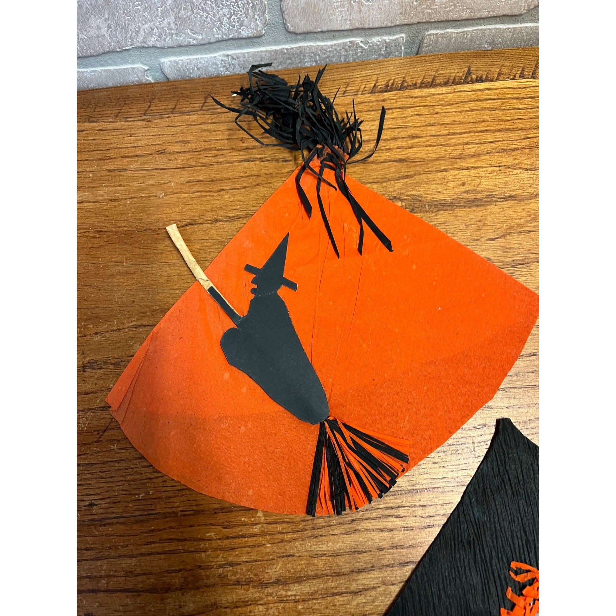 Vintage 1950s Flying Witch Halloween Party Hats Lot (2) Tissue Paper
