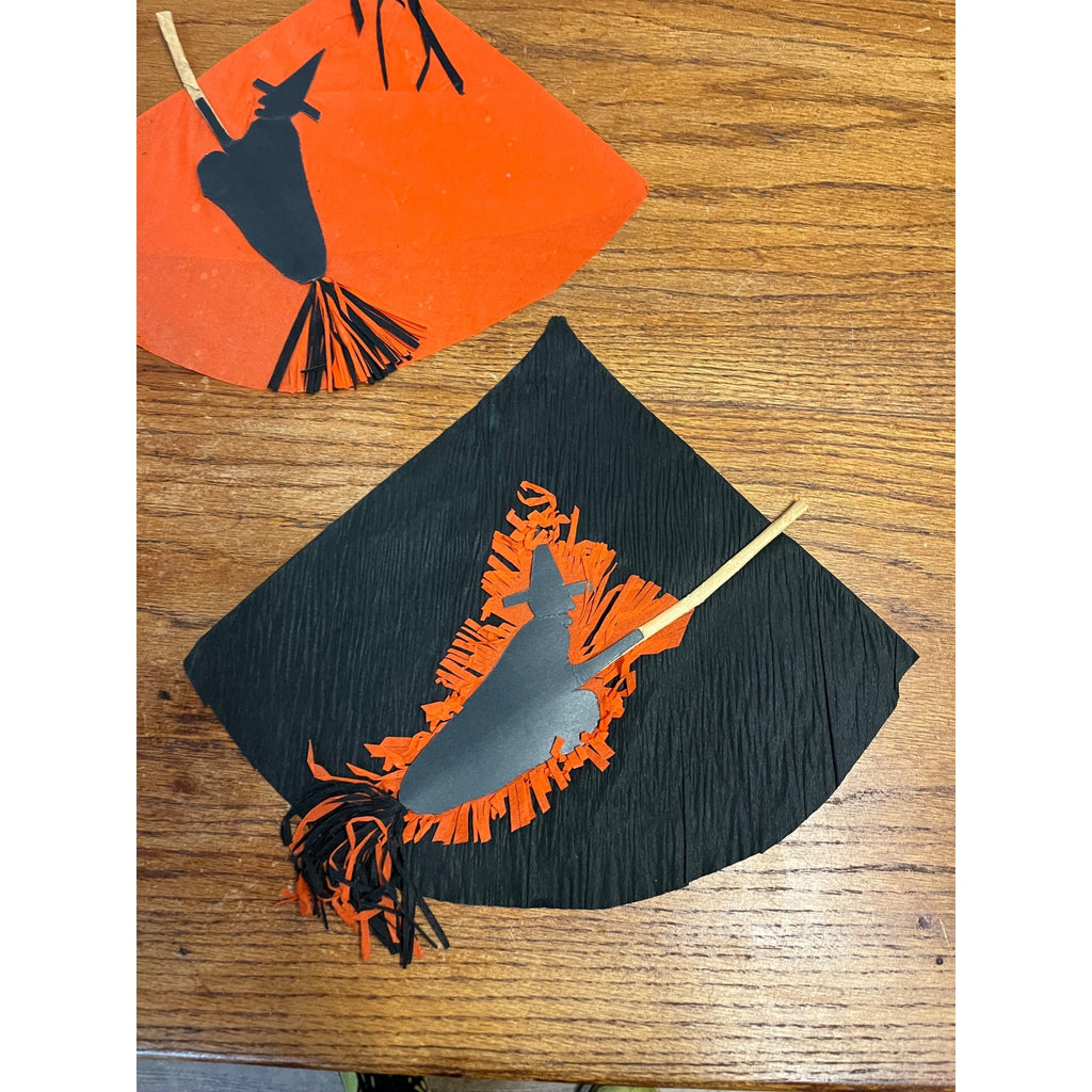 Vintage 1950s Flying Witch Halloween Party Hats Lot (2) Tissue Paper