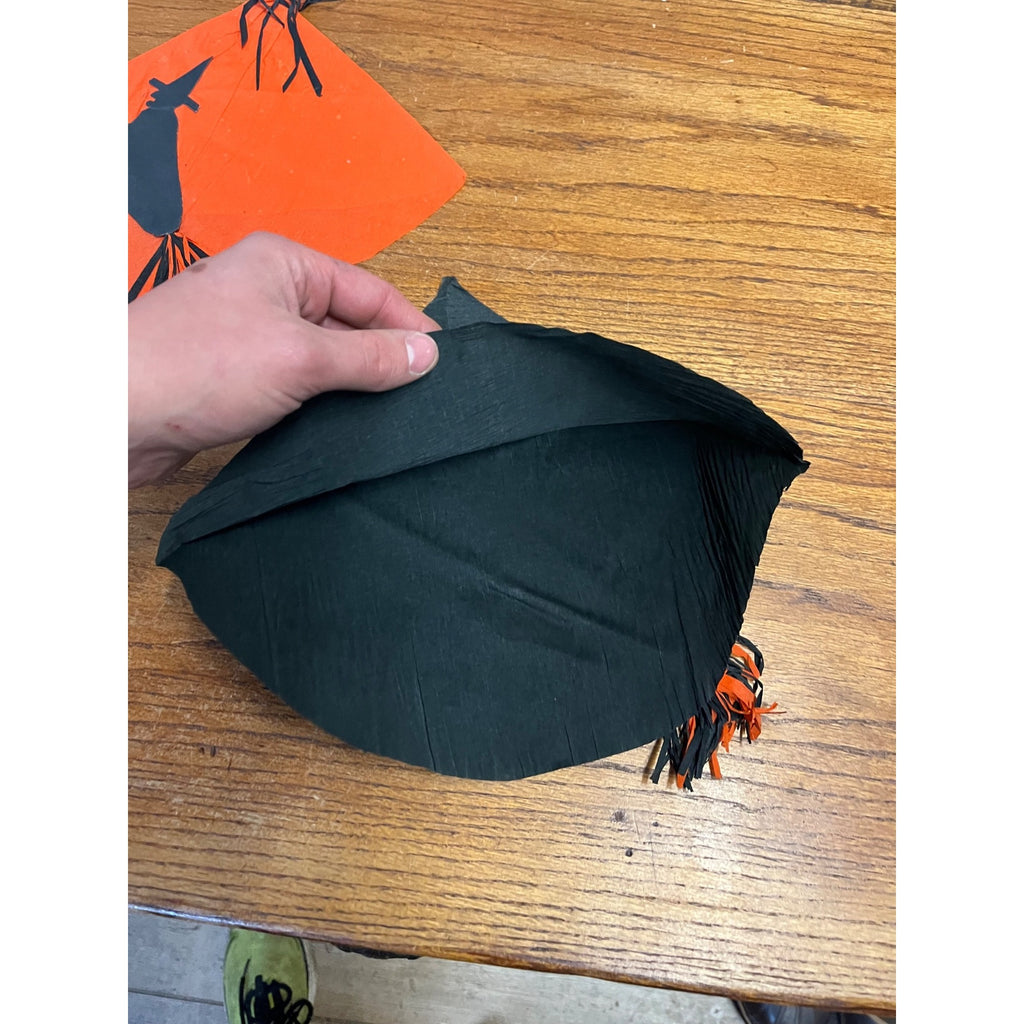 Vintage 1950s Flying Witch Halloween Party Hats Lot (2) Tissue Paper
