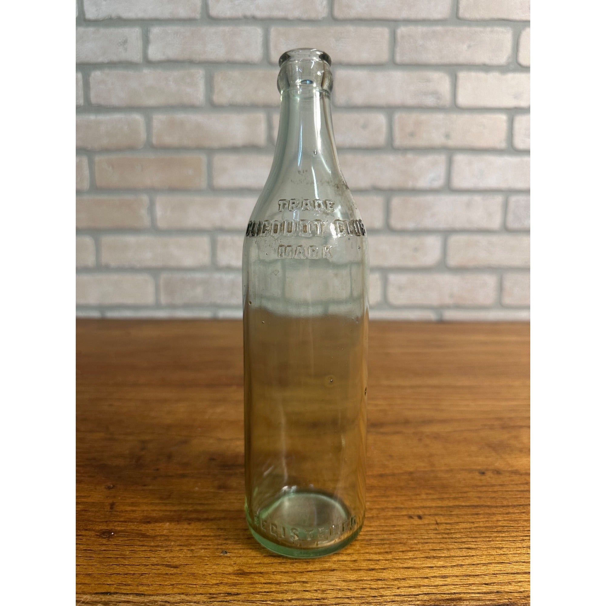 Vintage 1930s Cicquot Club Soda Bottle Embossed Ginger Ale Aqua Blue Green