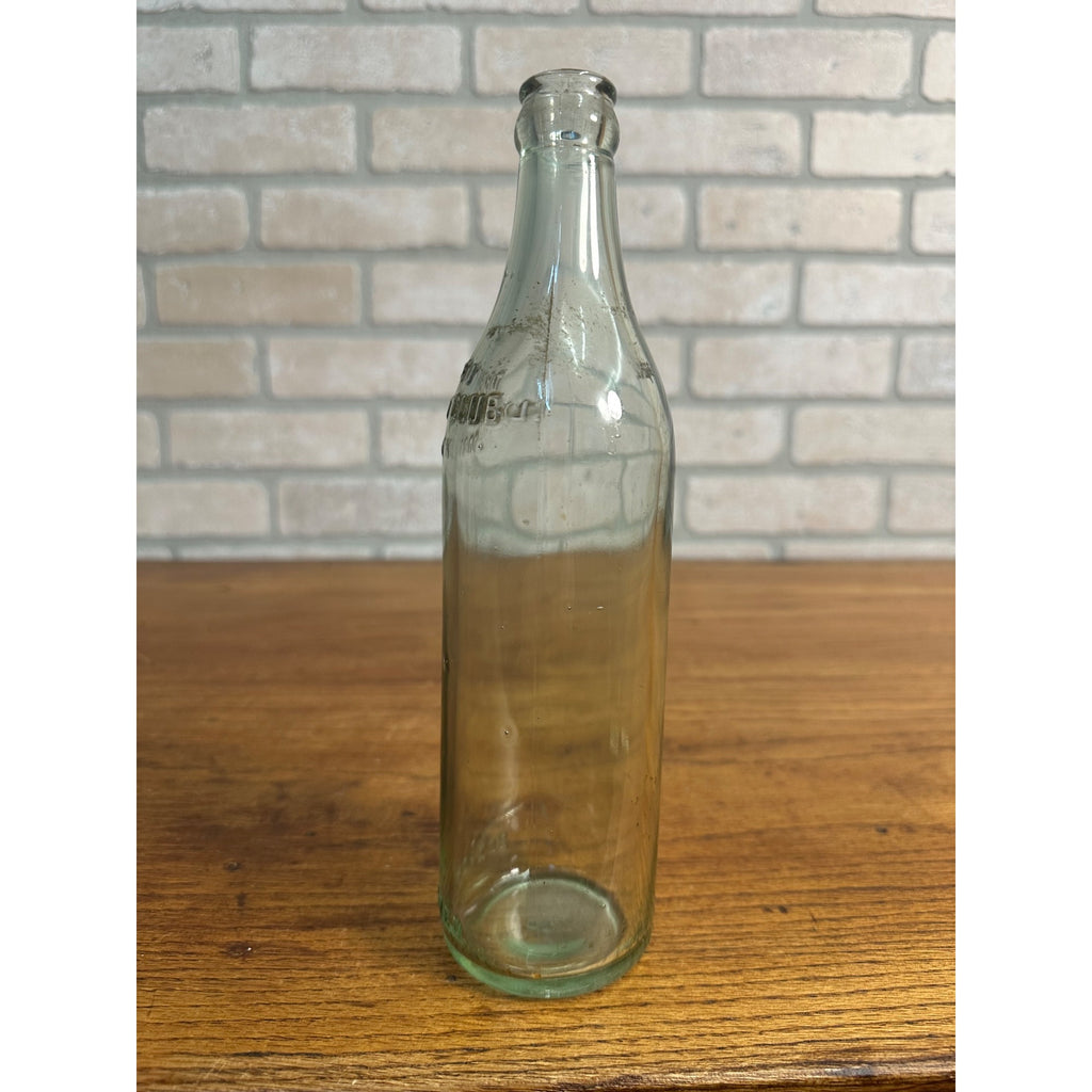 Vintage 1930s Cicquot Club Soda Bottle Embossed Ginger Ale Aqua Blue Green