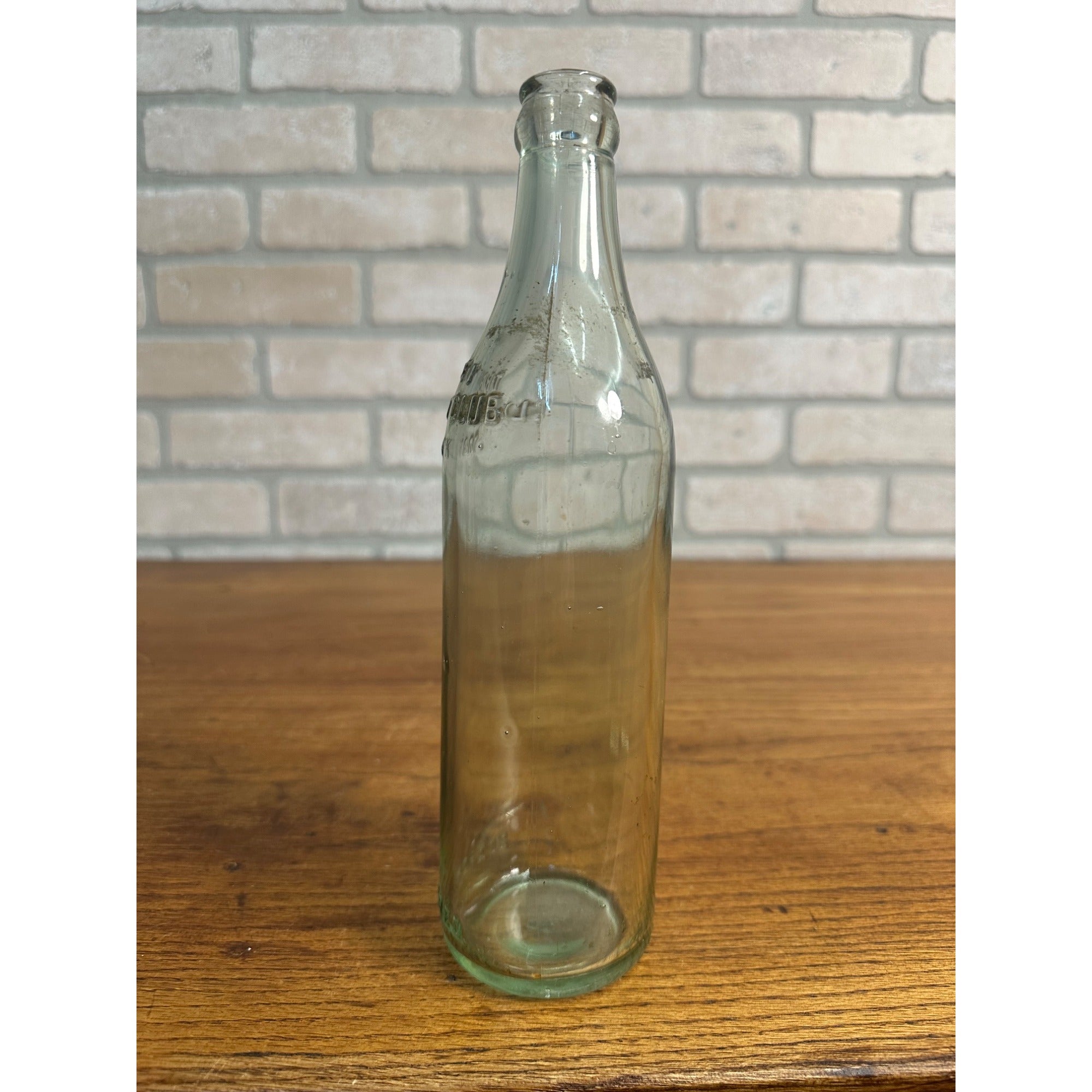 Vintage 1930s Cicquot Club Soda Bottle Embossed Ginger Ale Aqua Blue Green