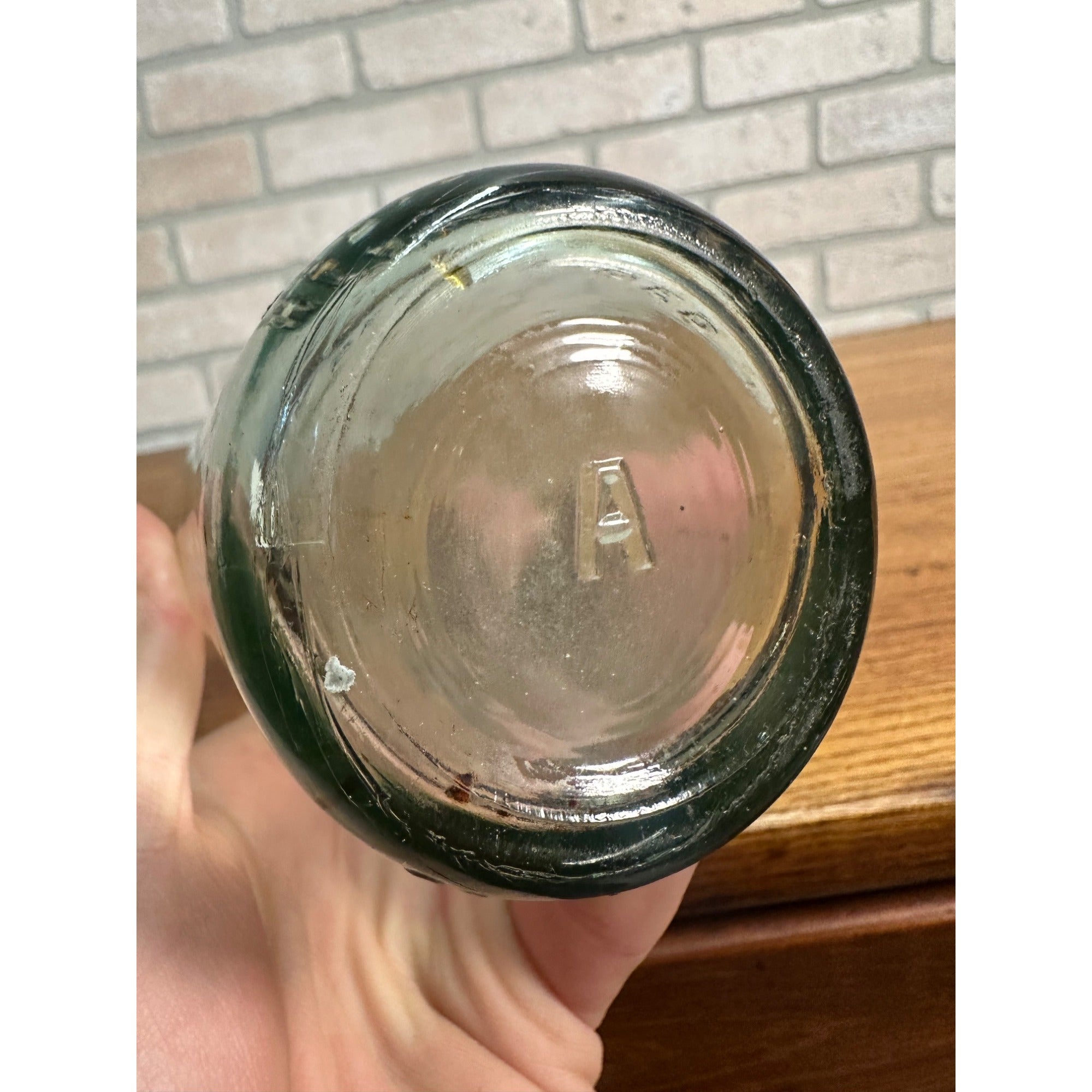 Vintage 1930s Cicquot Club Soda Bottle Embossed Ginger Ale Aqua Blue Green