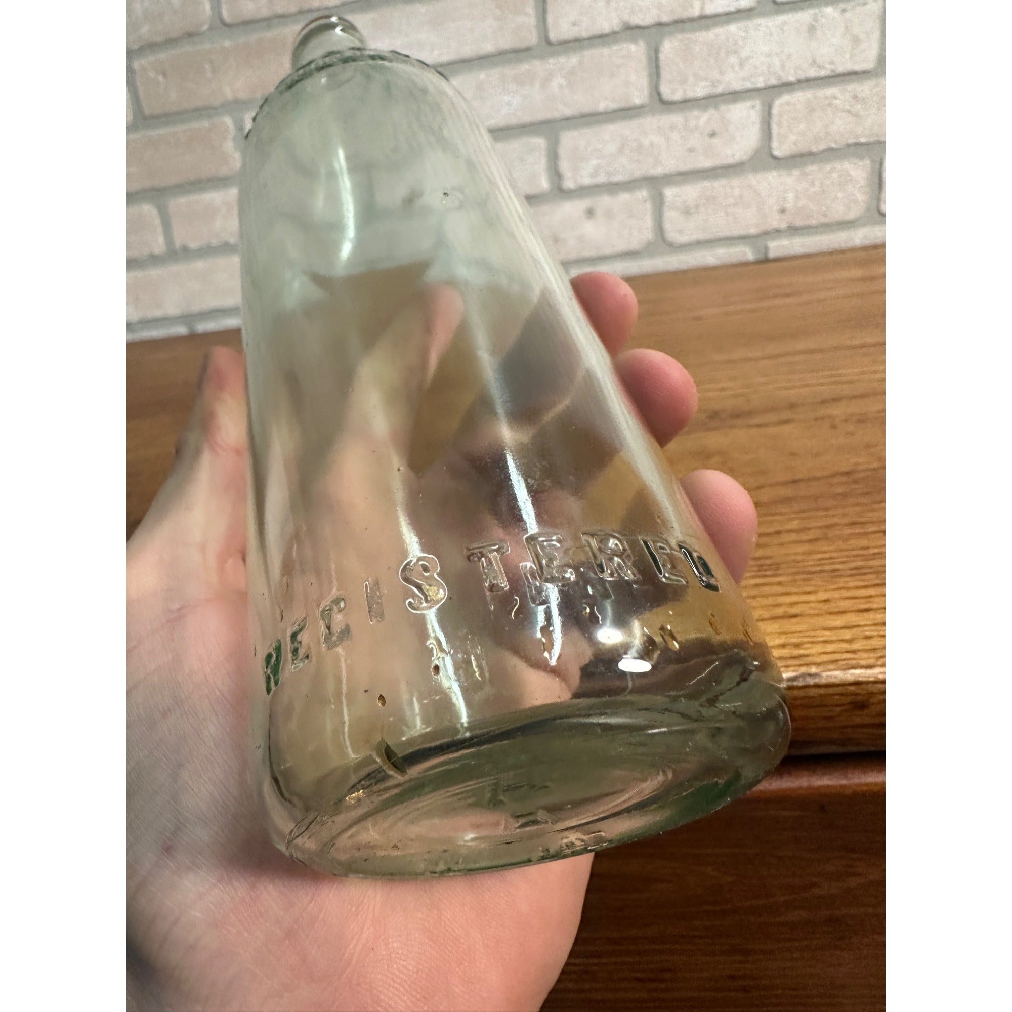 Vintage 1930s Cicquot Club Soda Bottle Embossed Ginger Ale Aqua Blue Green