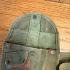 Vintage Military Canvas Canteen Pouch Set With Belt & Metal Canteen Cap Olive Green