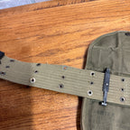 Vintage Military Canvas Canteen Pouch Set With Belt & Metal Canteen Cap Olive Green