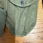Vintage Military Canvas Canteen Pouch Set With Belt & Metal Canteen Cap Olive Green