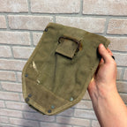 Vintage Military Canvas Canteen Pouch Set With Belt & Metal Canteen Cap Olive Green