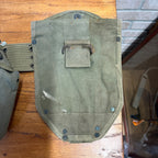 Vintage Military Canvas Canteen Pouch Set With Belt & Metal Canteen Cap Olive Green