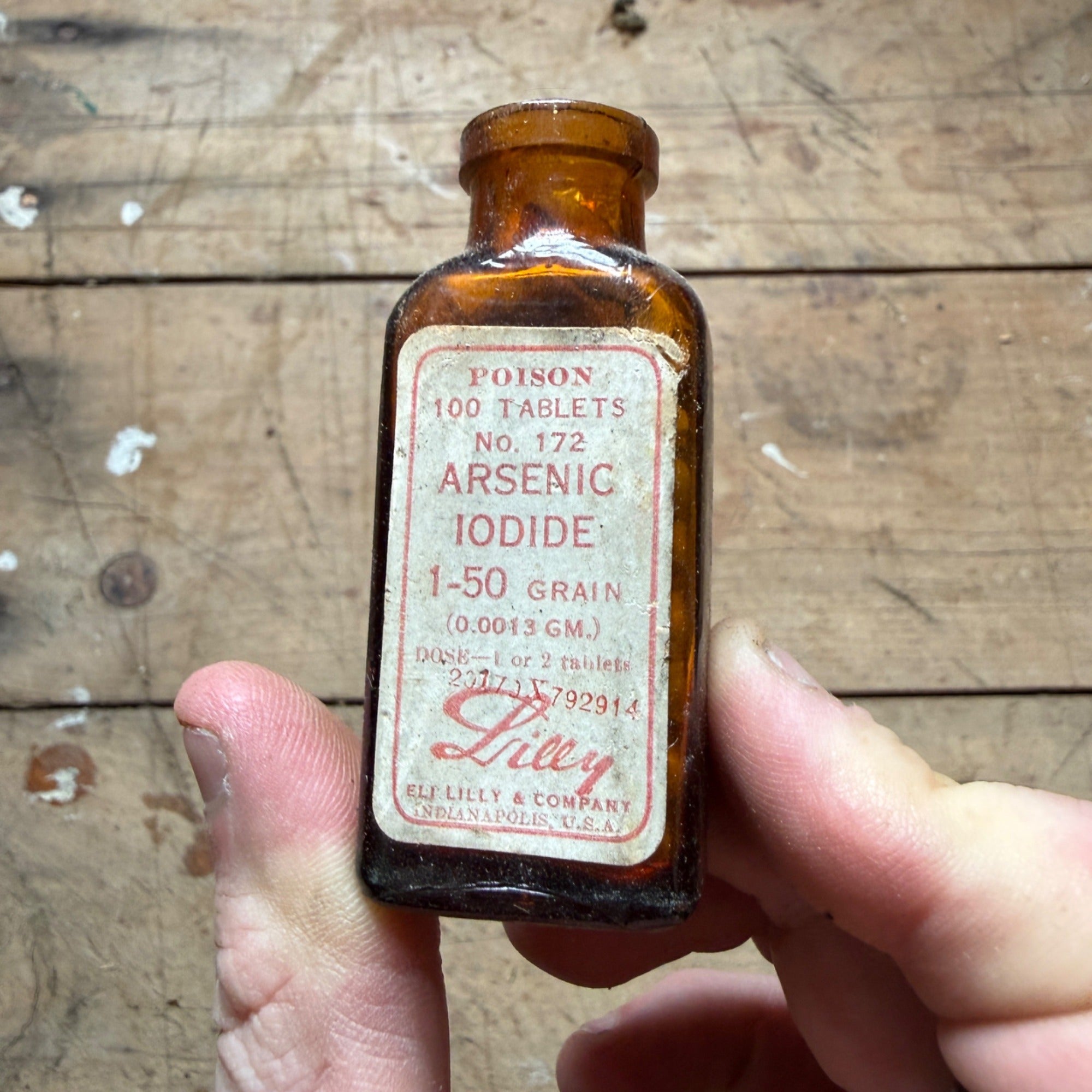 Antique Eli Lilly Arsenic Iodide POISON Medicine Bottle Pharmacy Drug Store Label