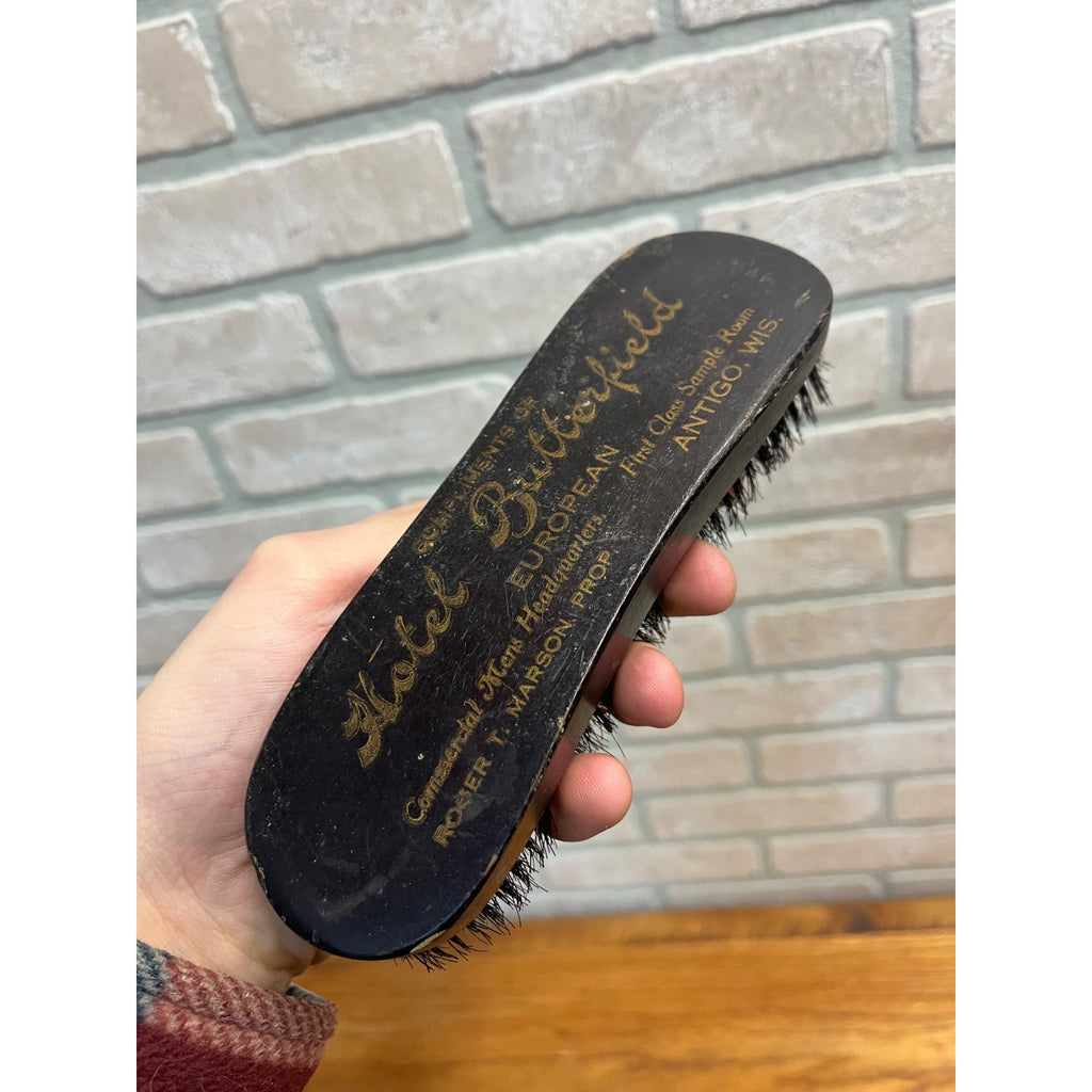 RARE c1900s Vintage Hotel Butterfield Antigo Wisconsin Advertising Clothes Brush