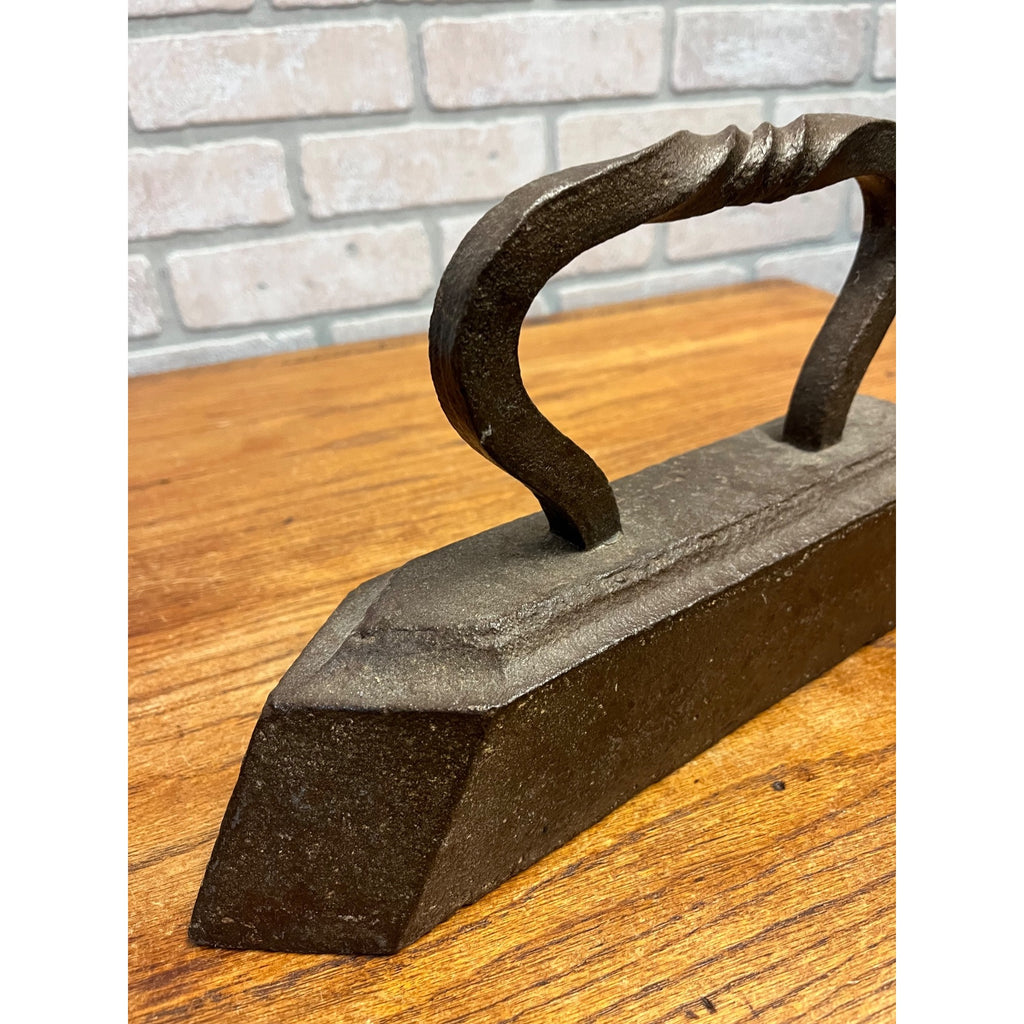 Antique Tailor's Iron Twisted Handle 21lb Clothes Press Cast Flat Door Stop