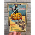 Vintage Halloween Postcard - Black Cat Drives Pumpkin with Mice Spooner S. 500
