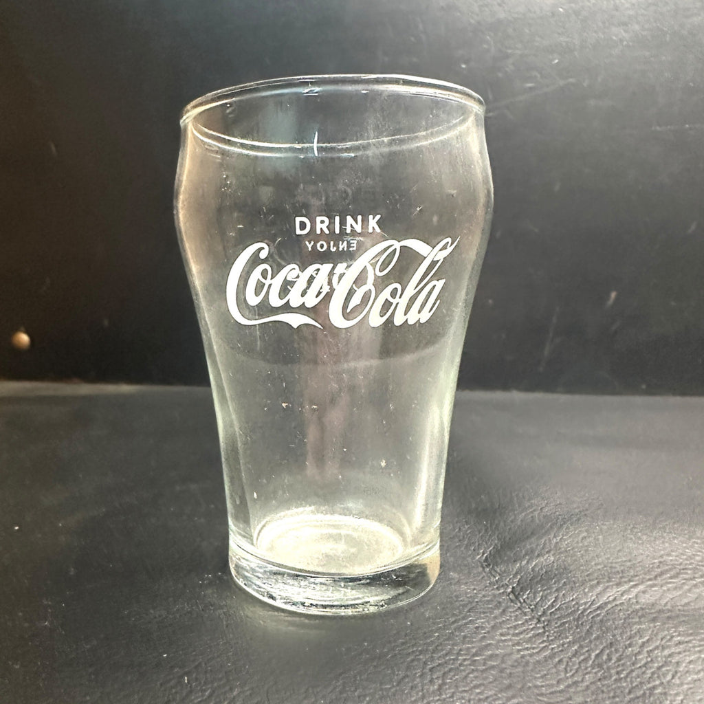 Vintage Drink Coca Cola Enjoy Coke Soda Fountain Glass Advertising