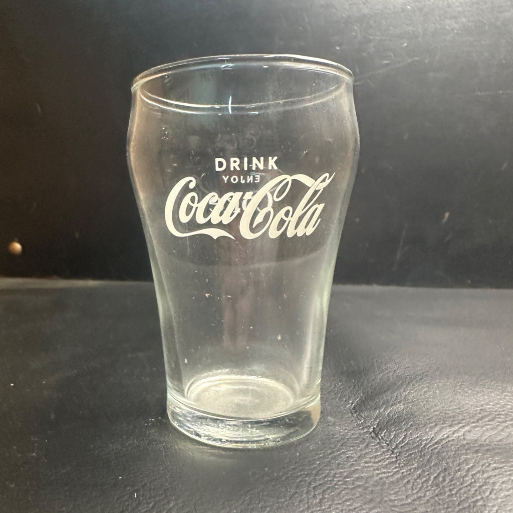 Vintage Drink Coca Cola Enjoy Coke Soda Fountain Glass Advertising