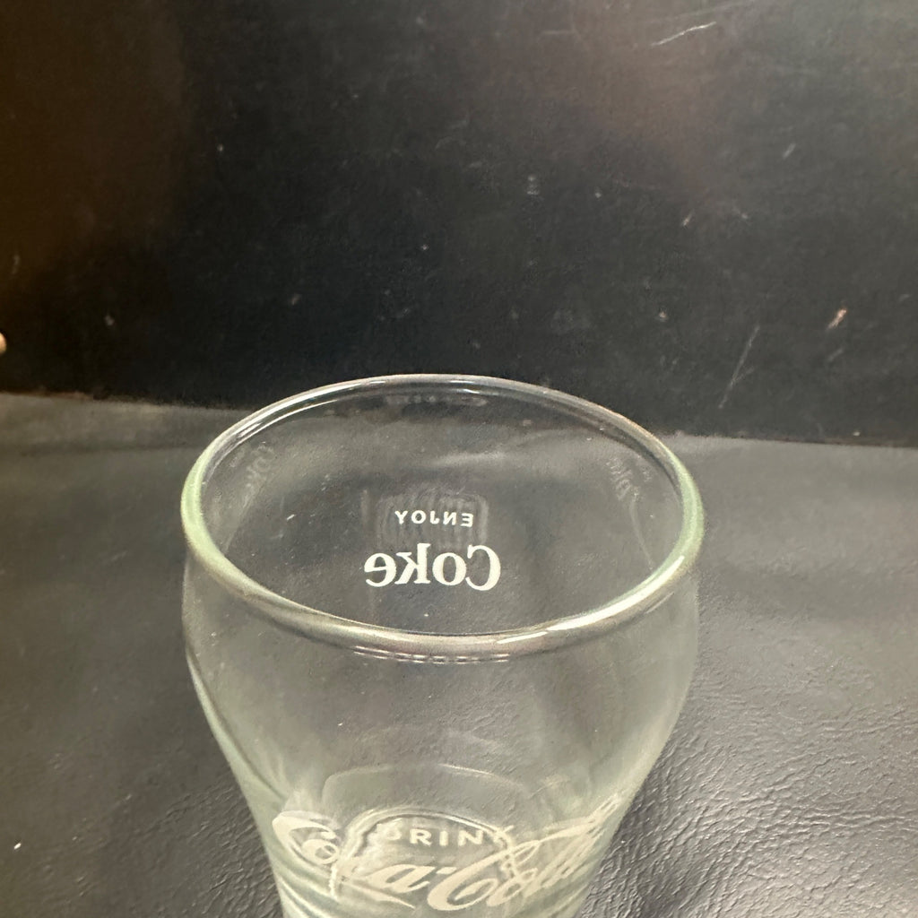 Vintage Drink Coca Cola Enjoy Coke Soda Fountain Glass Advertising