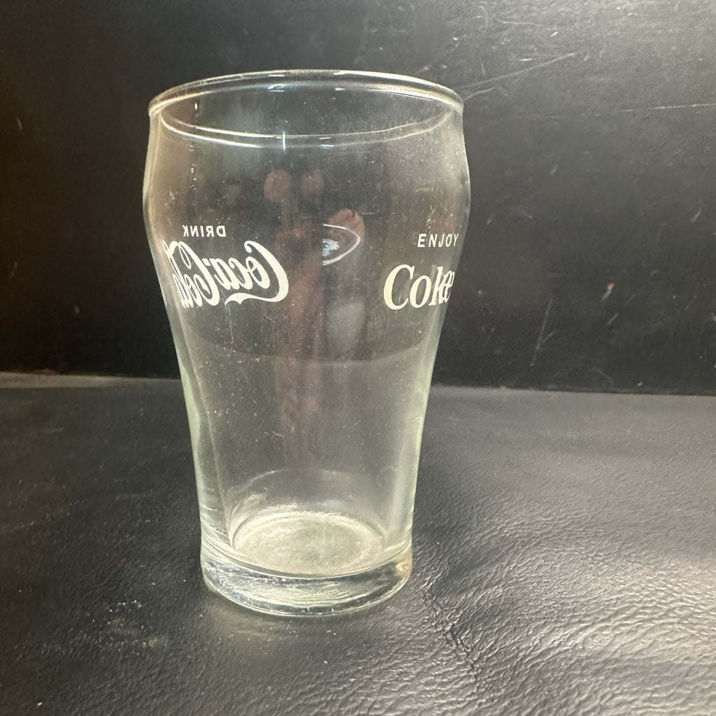 Vintage Drink Coca Cola Enjoy Coke Soda Fountain Glass Advertising