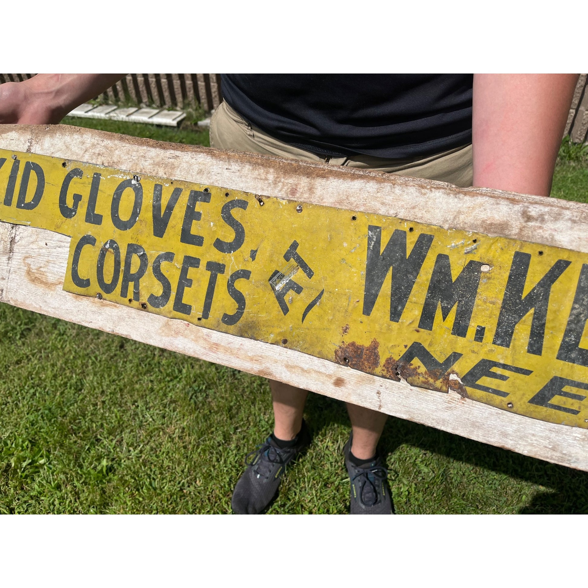Original Antique 1890s Kellett & Co. Neenah Wis Store Trade Sign Tin Corsets