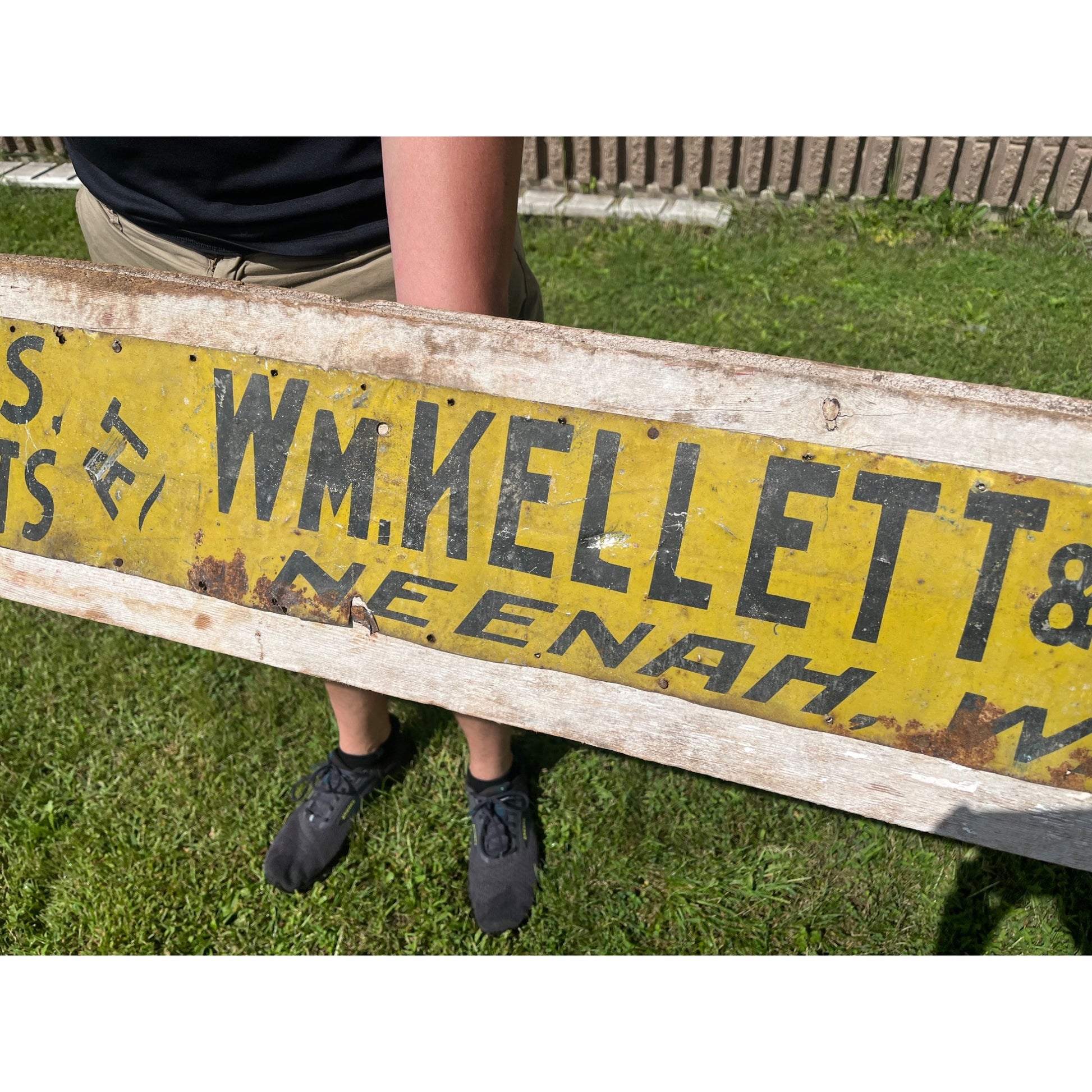 Original Antique 1890s Kellett & Co. Neenah Wis Store Trade Sign Tin Corsets