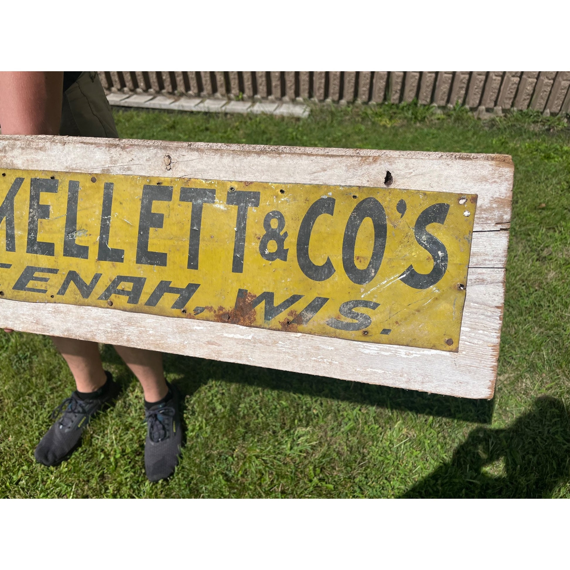 Original Antique 1890s Kellett & Co. Neenah Wis Store Trade Sign Tin Corsets