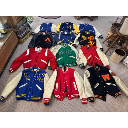 Vintage 1950s-70s HUGE LOT Varsity Letterman Mens Jackets Delong, Wilson ++