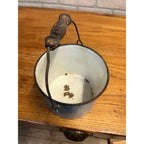 Antique Primitive Blue and White Sponge Pattern Graniteware Handled Lunch Pail/ Berry Pail/ Farmhouse Decor, No Lid