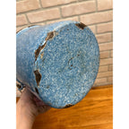 Antique Primitive Blue and White Sponge Pattern Graniteware Handled Lunch Pail/ Berry Pail/ Farmhouse Decor, No Lid