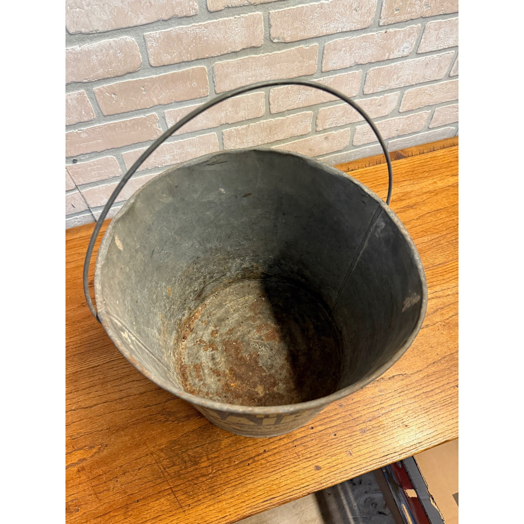 Vintage Mutual Dairyade Advertising Galvanized Farm Feed Bucket Pail Calves Pigs