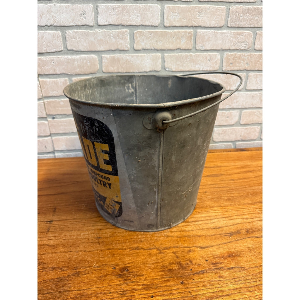 Vintage Mutual Dairyade Advertising Galvanized Farm Feed Bucket Pail Calves Pigs