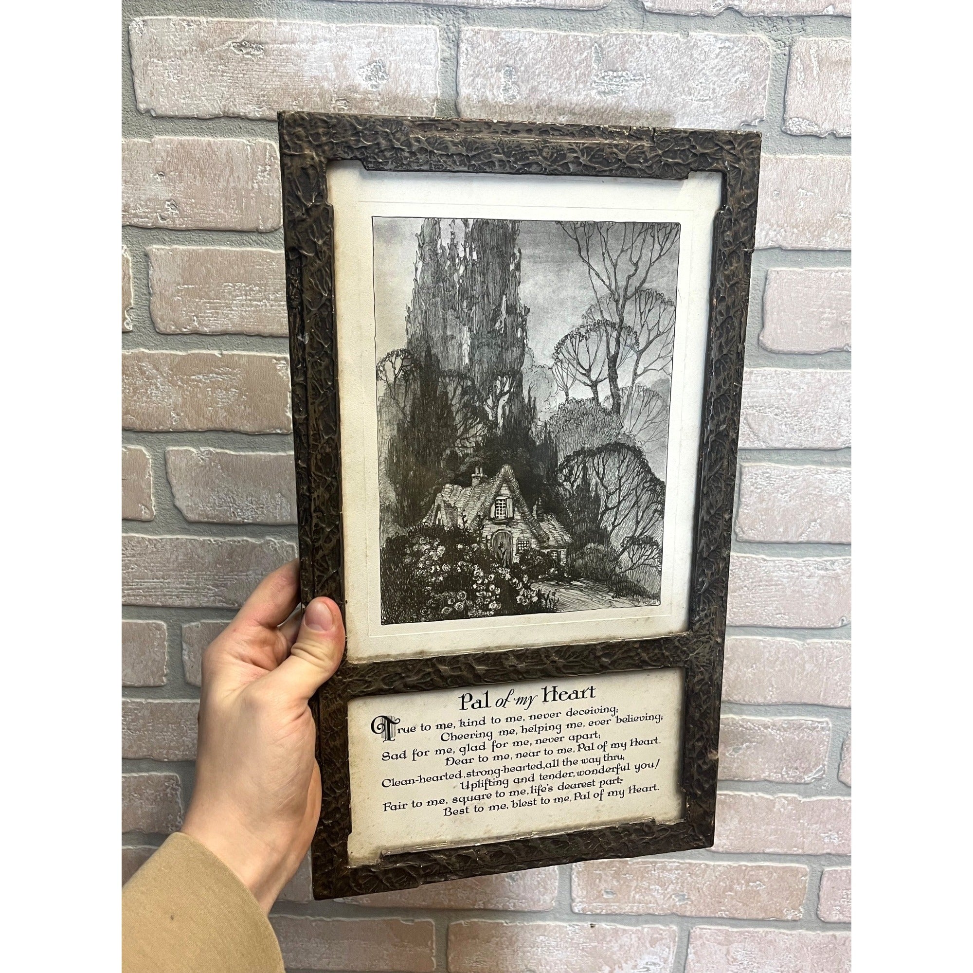 Vintage Art Deco Buzza Motto Pal of My Heart Framed Mottograph