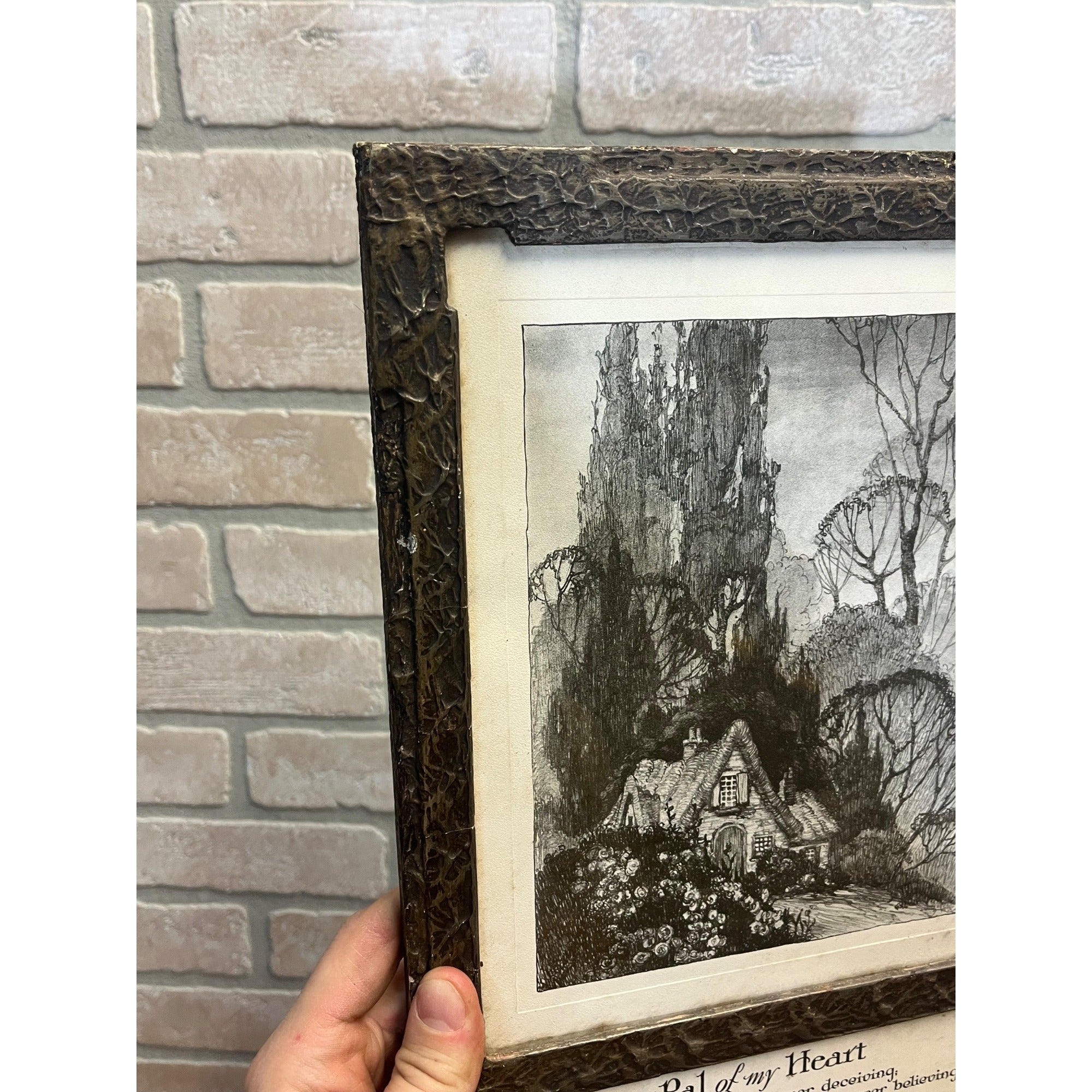 Vintage Art Deco Buzza Motto Pal of My Heart Framed Mottograph