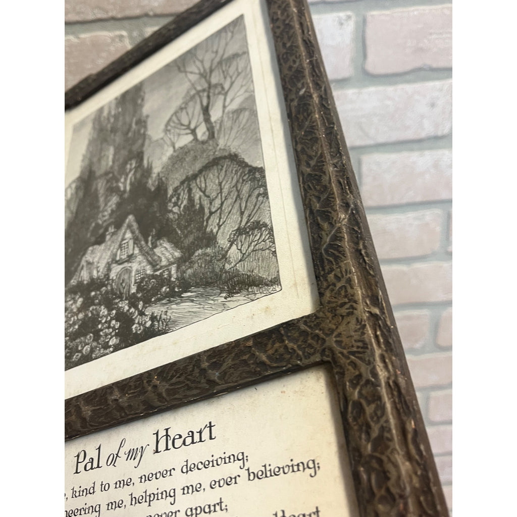 Vintage Art Deco Buzza Motto Pal of My Heart Framed Mottograph