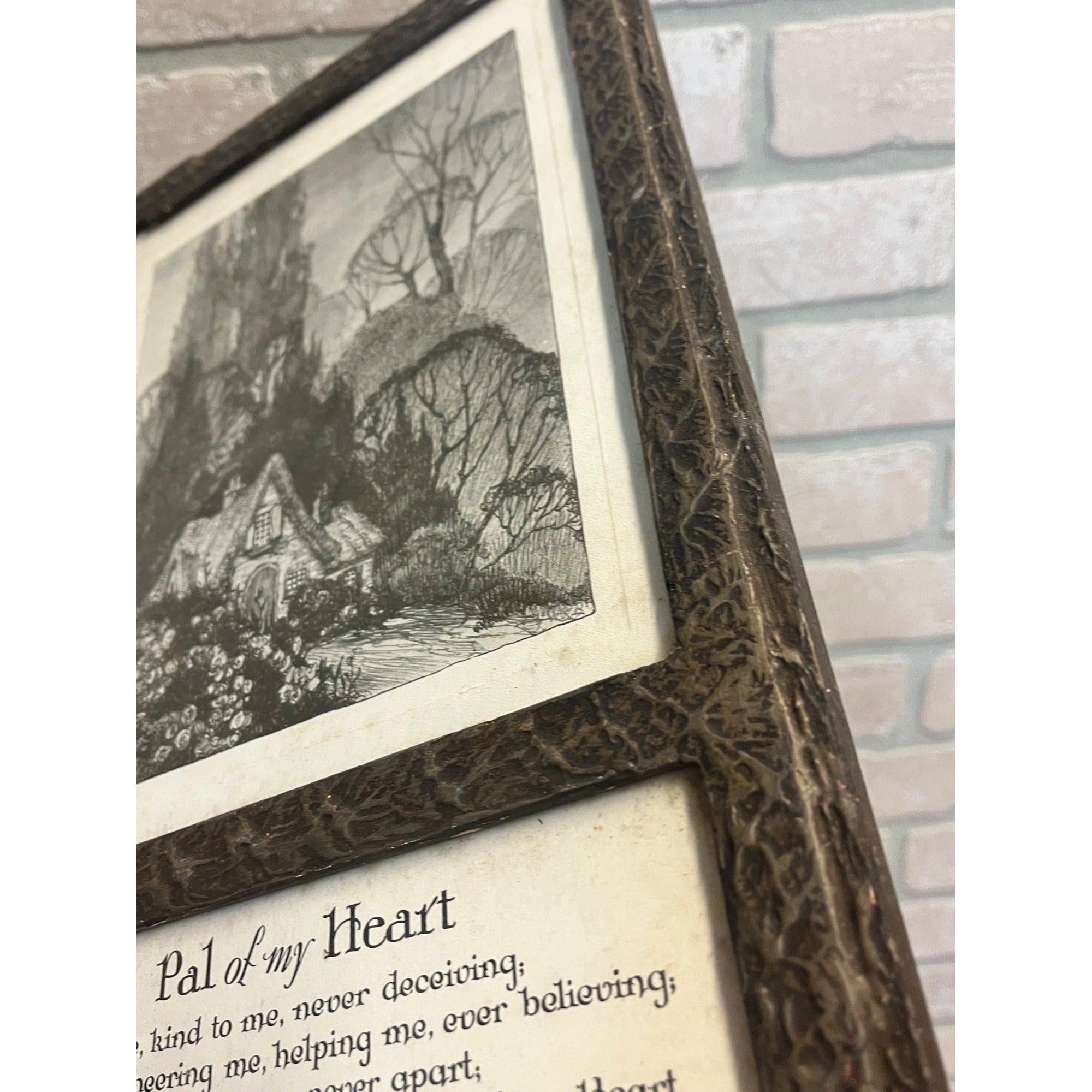 Vintage Art Deco Buzza Motto Pal of My Heart Framed Mottograph