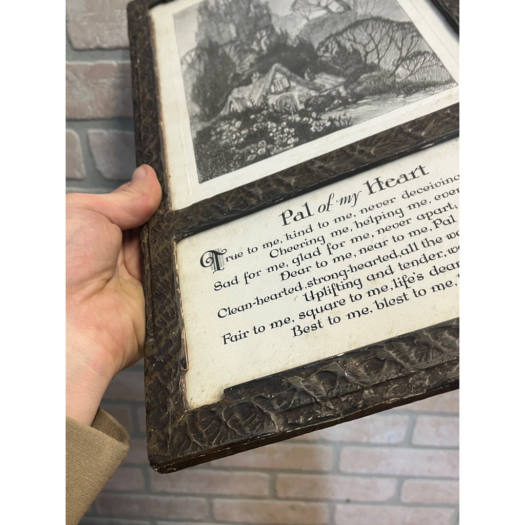 Vintage Art Deco Buzza Motto Pal of My Heart Framed Mottograph